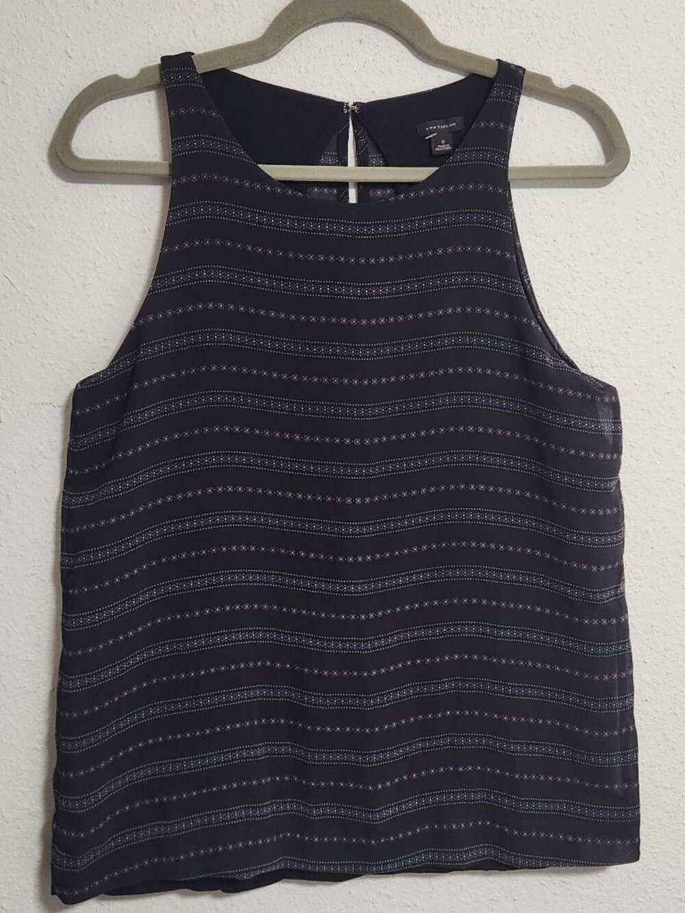 NWT Ann Taylor | Navy Sleeveless Stripe Pattern Layer Flowy Top Small